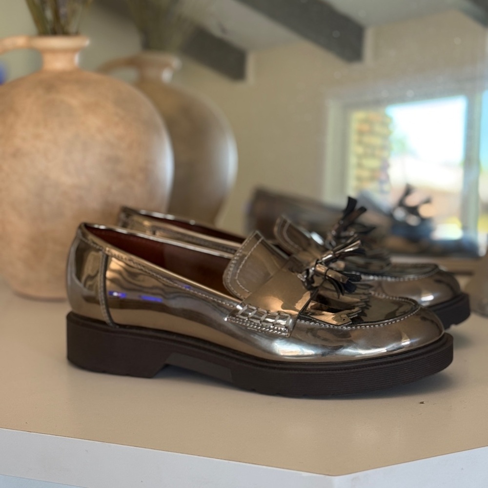 Marc Fisher Metallic Loafers with Tassel Detail